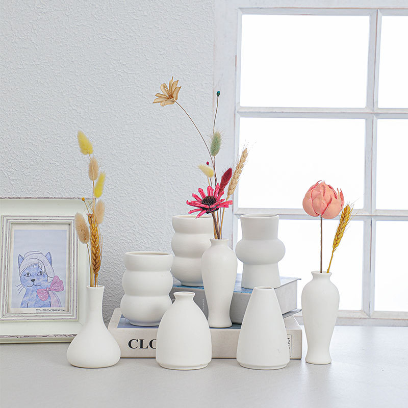 Home Decor Aesthetic Pinterest - White Ceramic Mini Vase Minimalist Tabletop