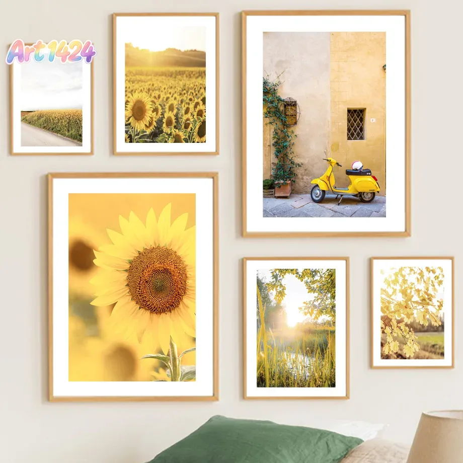 Home Decor Yellow - Sunflower Windmill Farmhouse Rural Yellow Wall