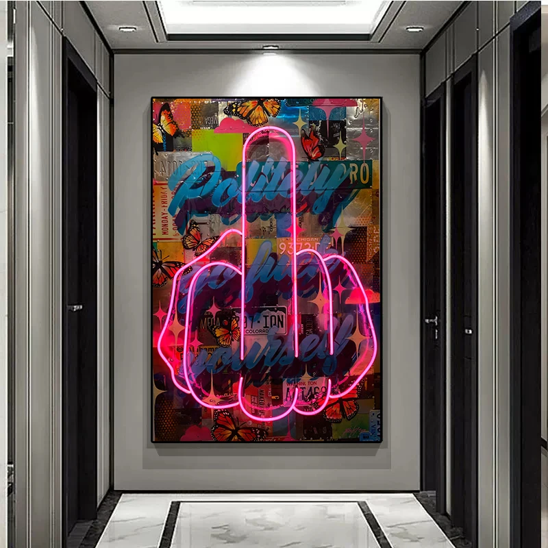 Home Decor Trends - Classic Abstract Wall Art Neon Design
