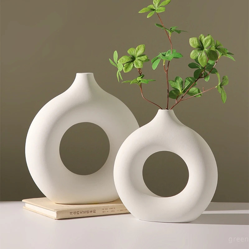 Home Decor Aesthetic Pinterest - Creative Donut-Shaped Vase, Nordic-Style Plastic Vase,