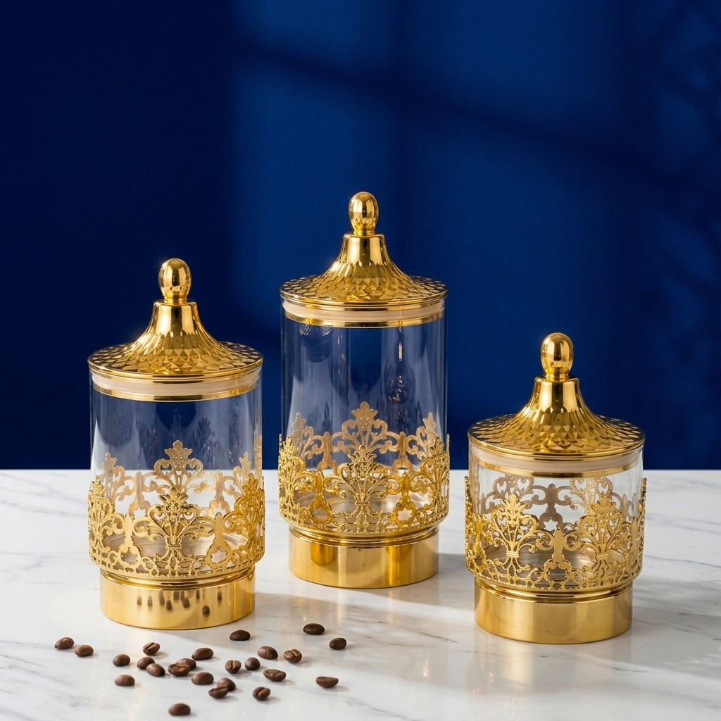 Home Decor Kolkata - European Transparent Gold-plated Rotating Sealed Cans