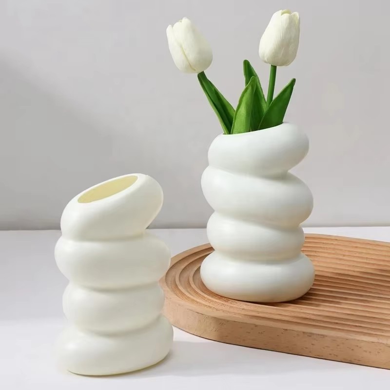 Home Decor Aesthetic Pinterest - 1PC Plastic Spiral White Vase Nordic