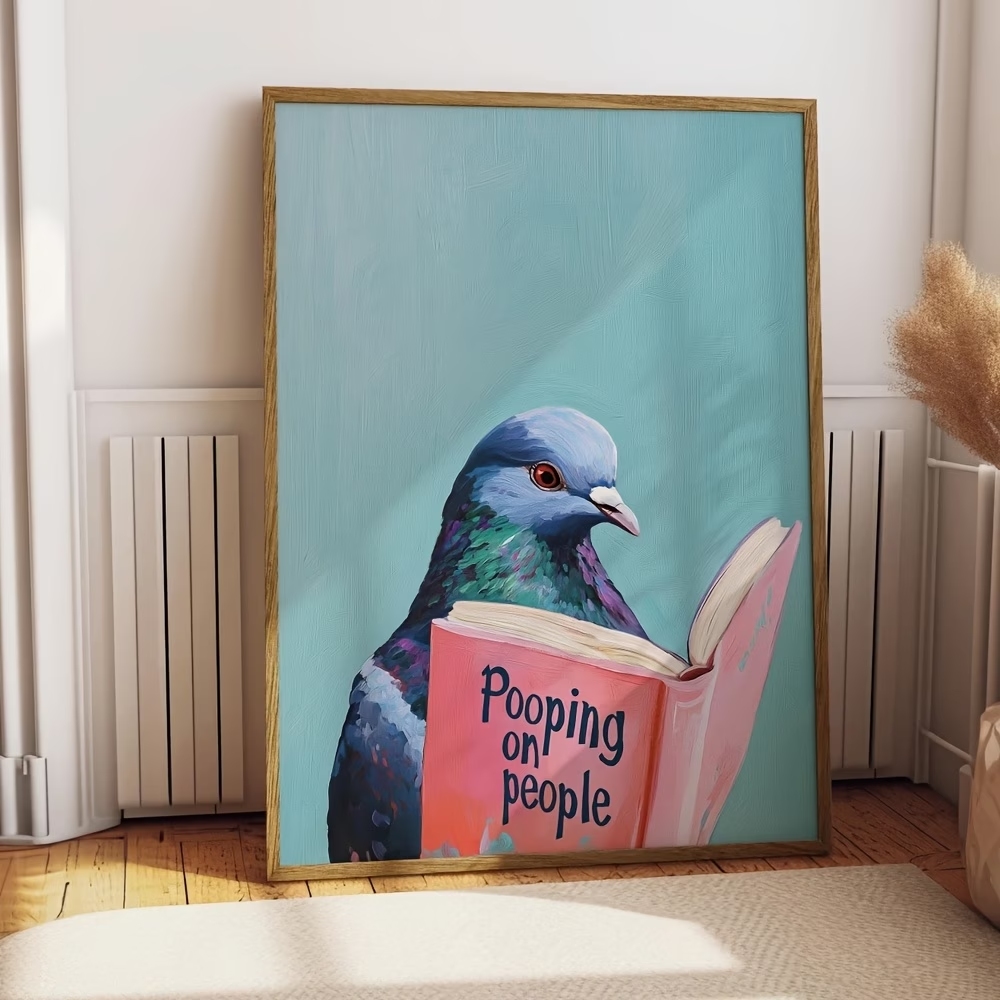 Home Decor Wall Pictures - Modern Pigeon Reading Pooping On People