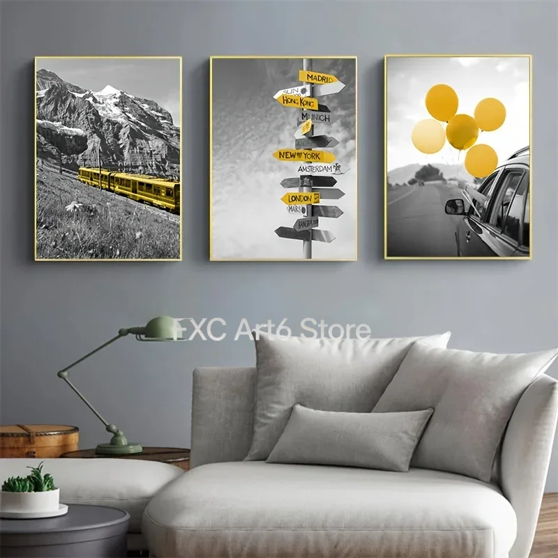 3pcs frameless - Photograph Eu - Home Decor Yellow 评论和价格