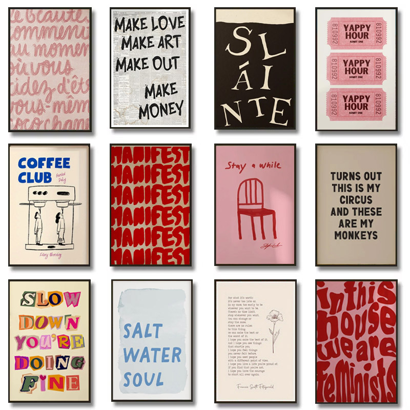 1pc Simple Trendy Text Printin - Home Decor Aesthetic Pinterest 评论和价格