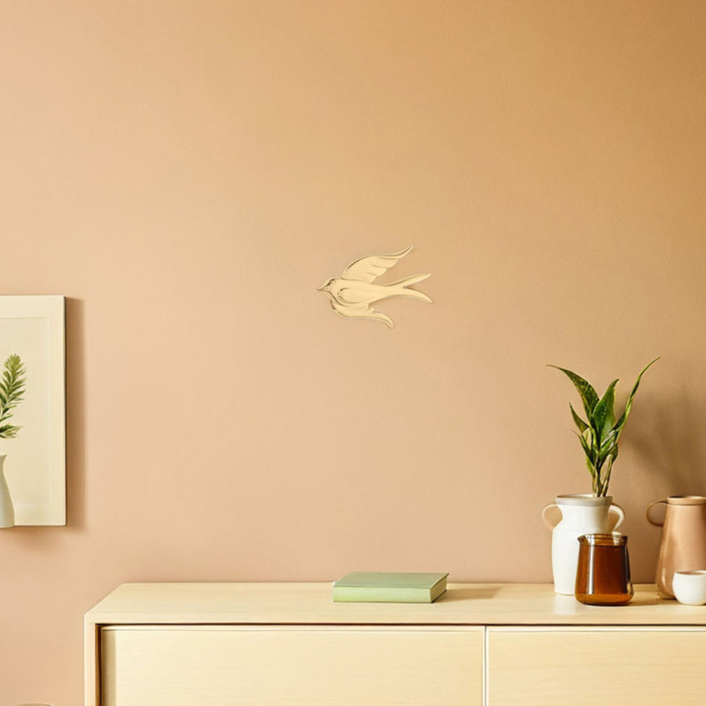 2Pcs Yellow Brass Swallow Wall - Home Decor Yellow 评论和价格