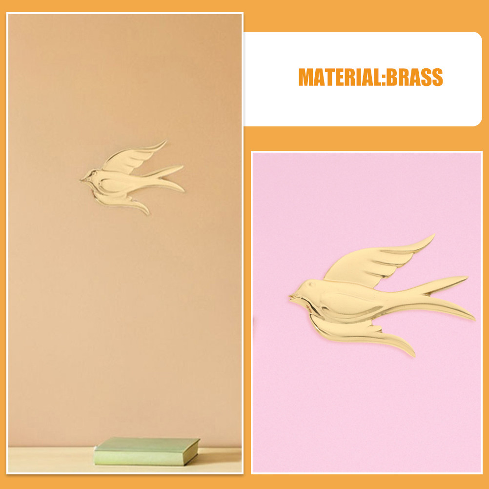 2Pcs Yellow Brass Swallow Wall - Home Decor Yellow 评论和价格