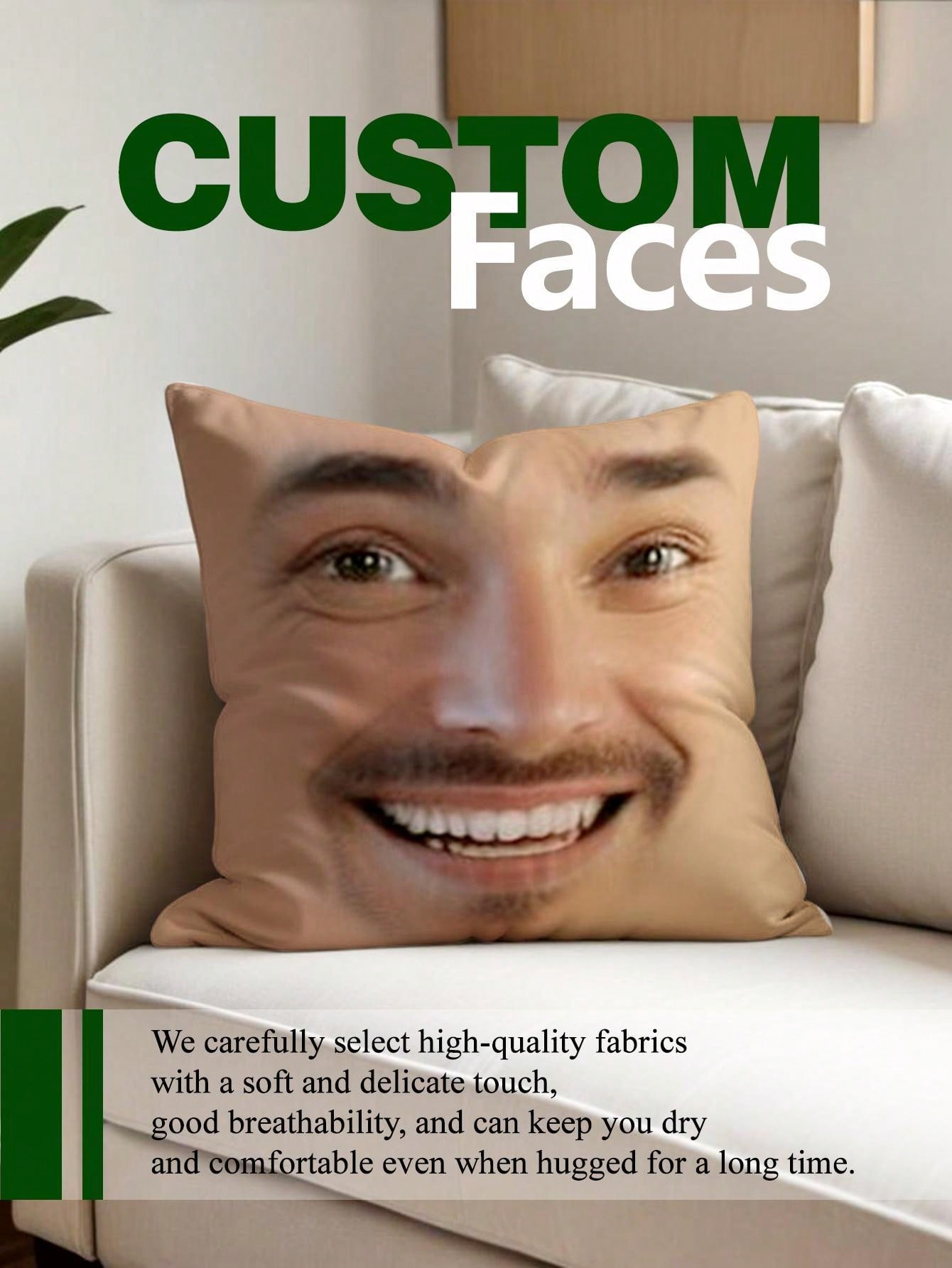 1pc Custom Face Square Pillow  - Decorative Throw Pillow 评论和价格