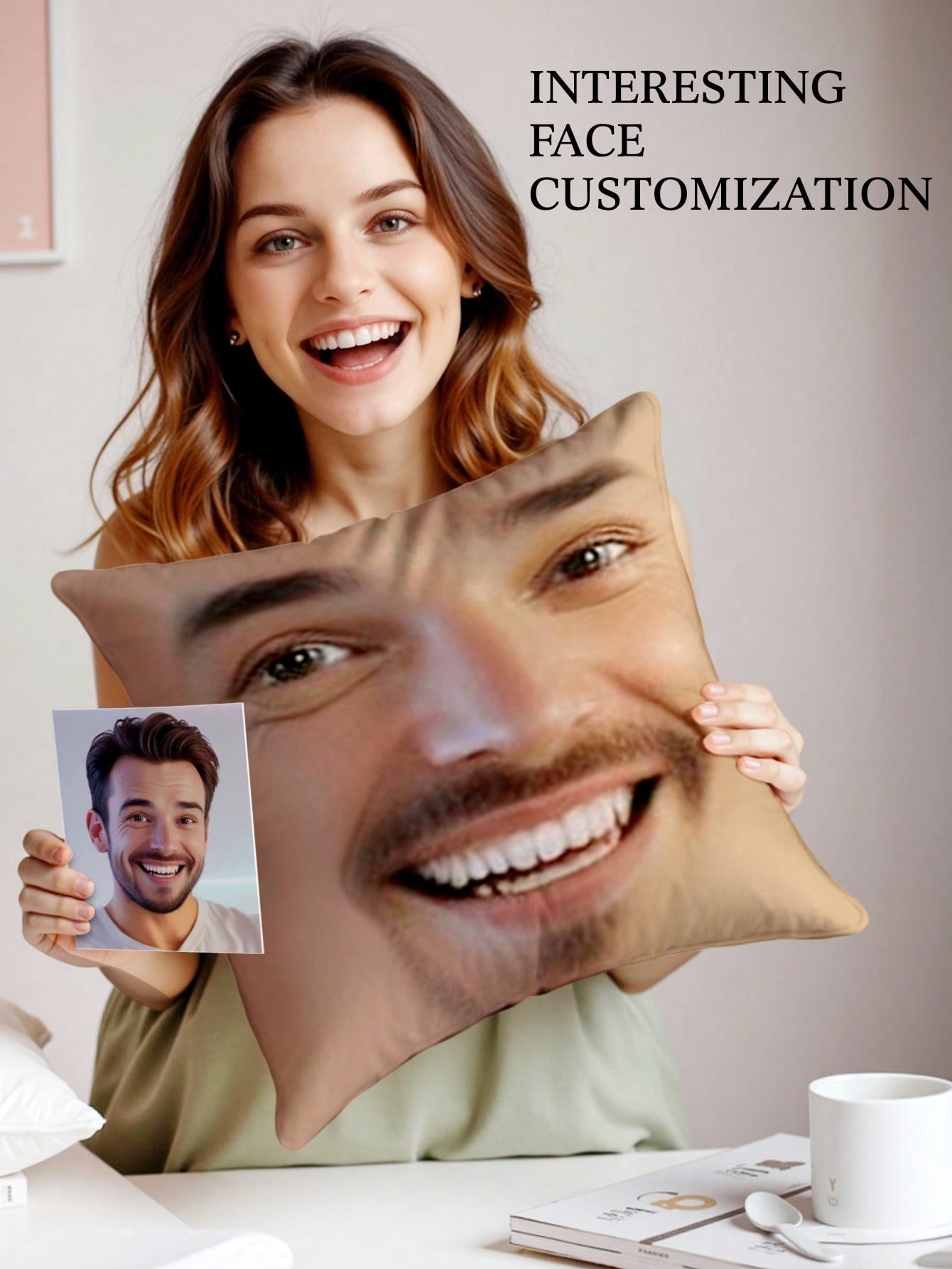 1pc Custom Face Square Pillow  - Decorative Throw Pillow 评论和价格