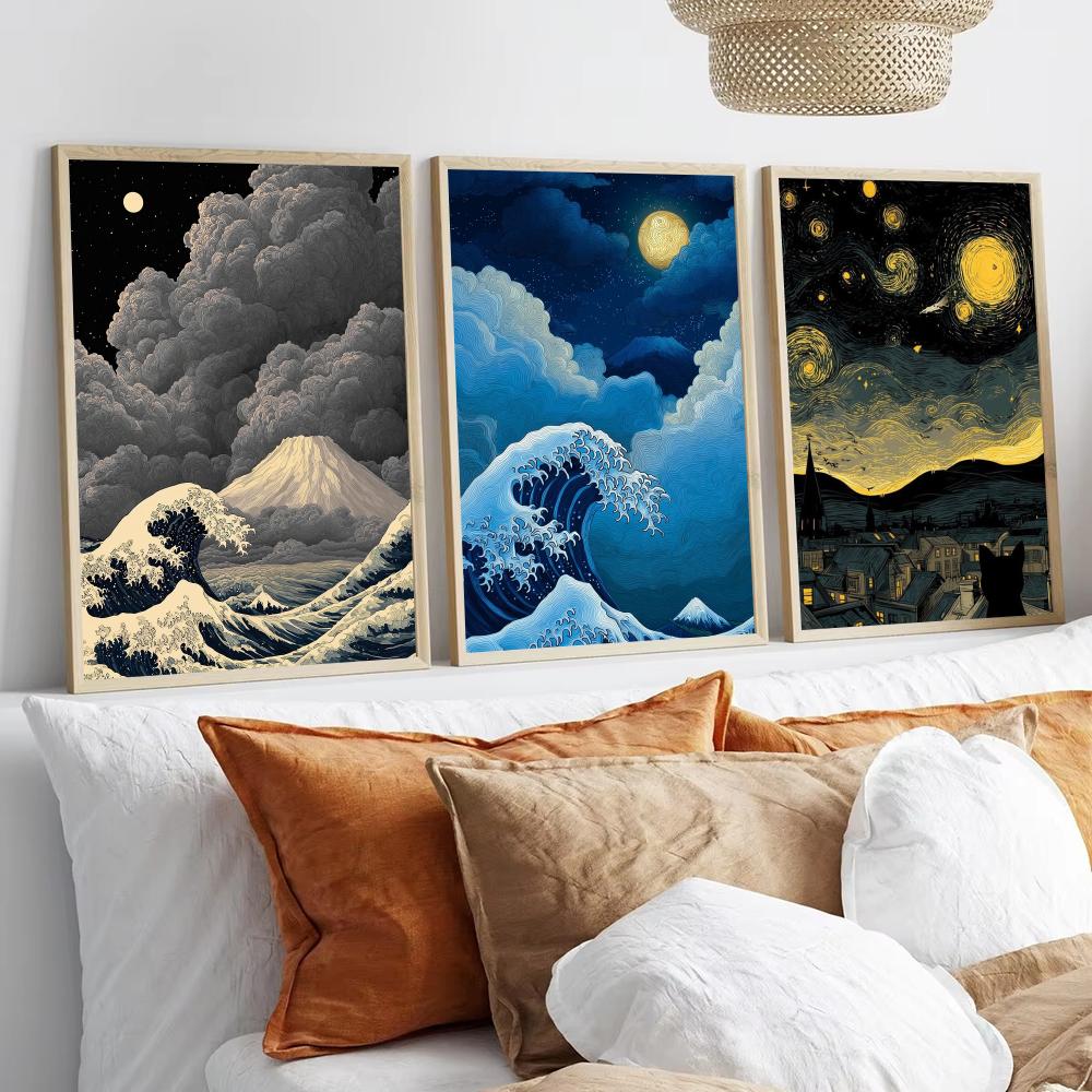 Japandi style Moonlit Waves Po - Home Decor Japandi Style 评论和价格
