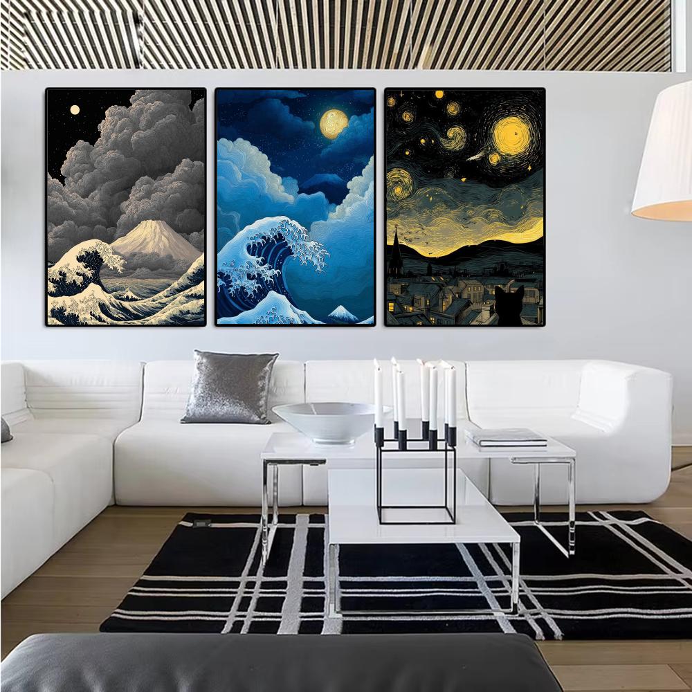 Japandi style Moonlit Waves Po - Home Decor Japandi Style 评论和价格