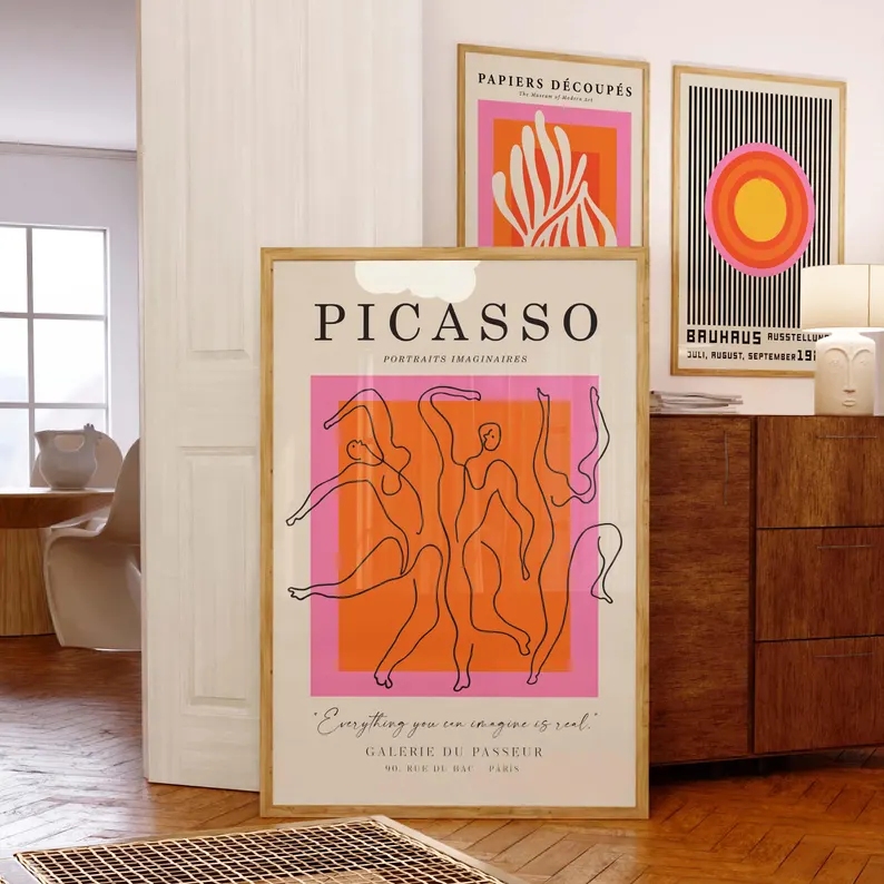 3pcsModern Orange  Bauhaus And - Home Decor Wall Pictures 评论和价格