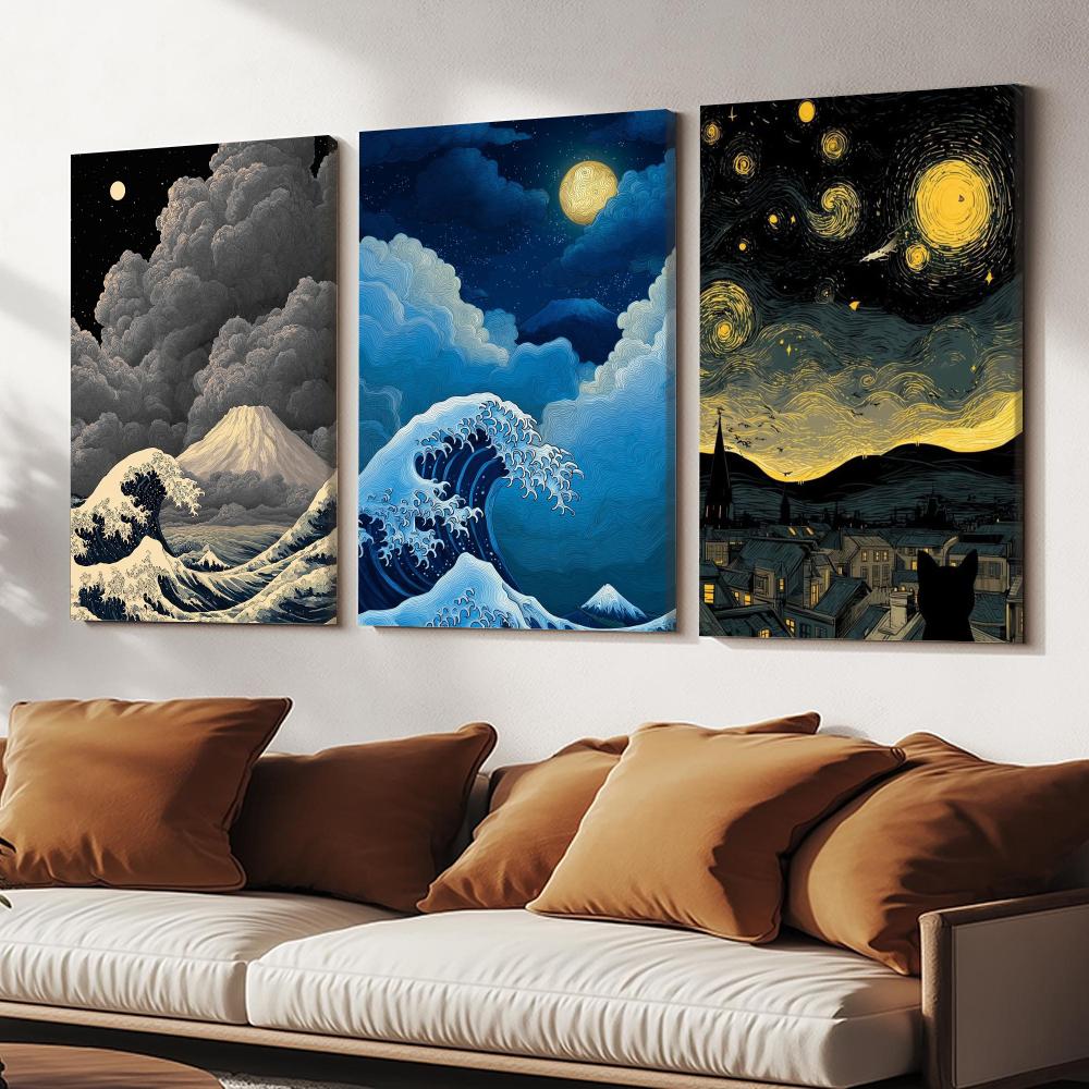 Japandi style Moonlit Waves Fr - Home Decor Japandi Style 评论和价格