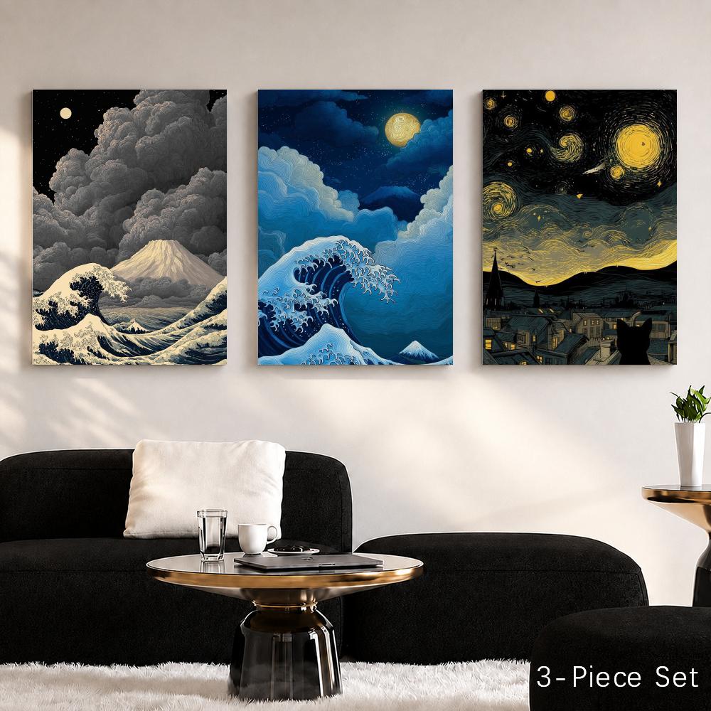 Japandi style Moonlit Waves Fr - Home Decor Japandi Style 评论和价格