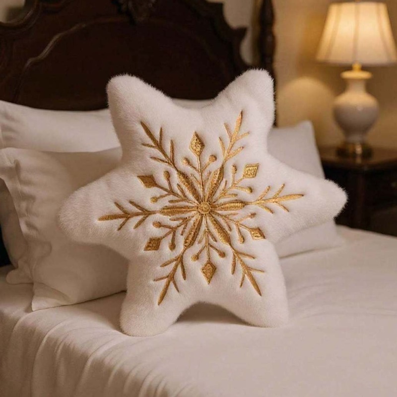 Snowflake Embroidered Pillow C - Decorative Throw Pillow 评论和价格