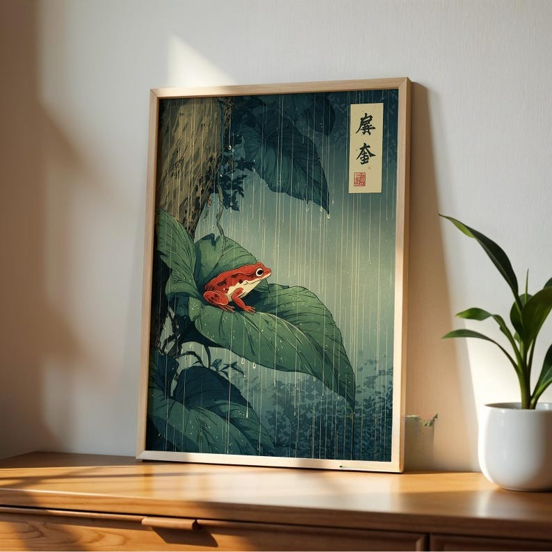 1pc Japanese Frog Canvas Wall  - Home Decor Aesthetic Pinterest 评论和价格