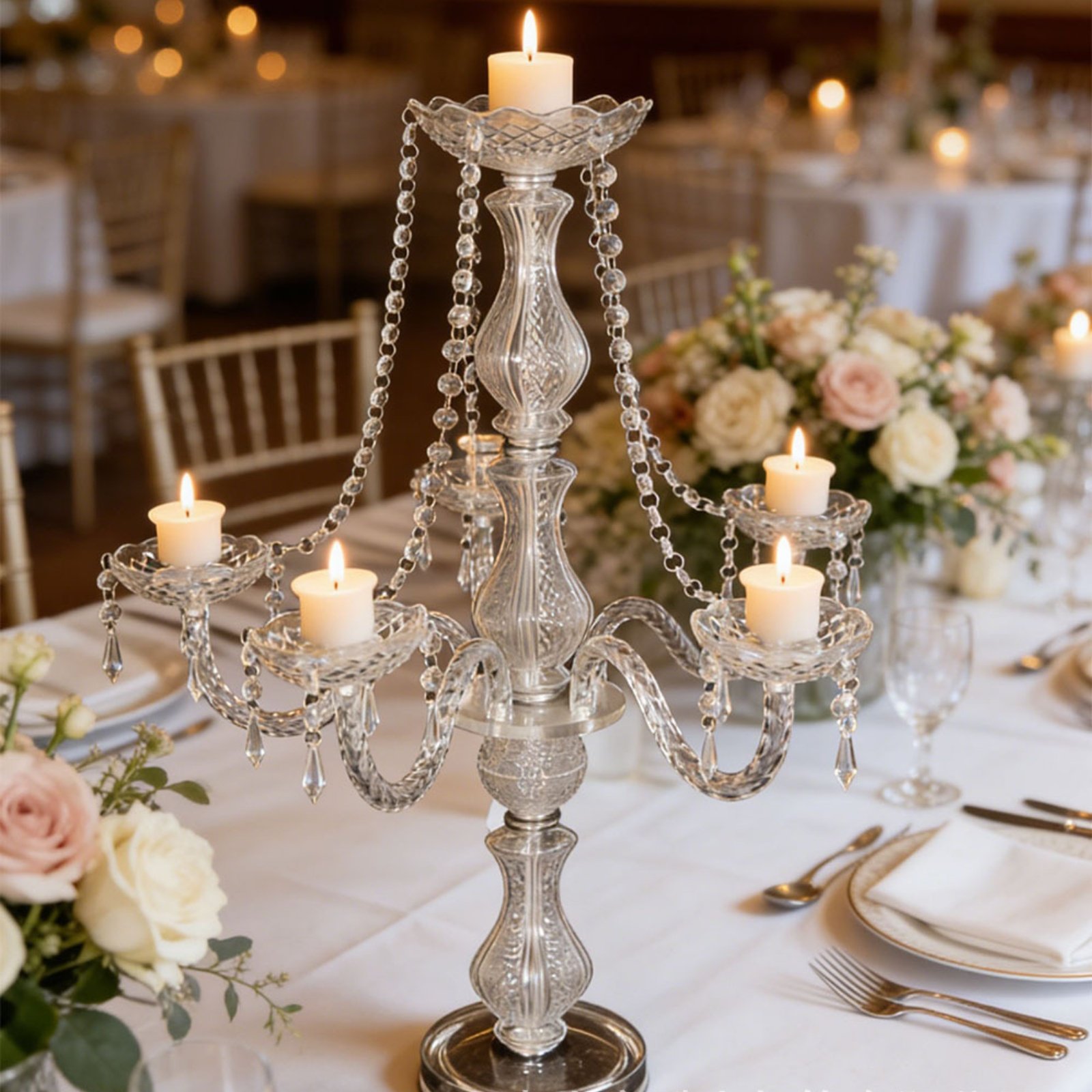 Crystal Candelabra Elegant Wed - Home Decor Trends 评论和价格
