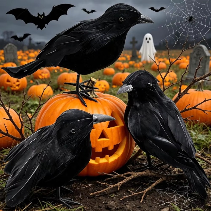 1PC Black Crow Halloween Decor - Home Decor Garden 评论和价格