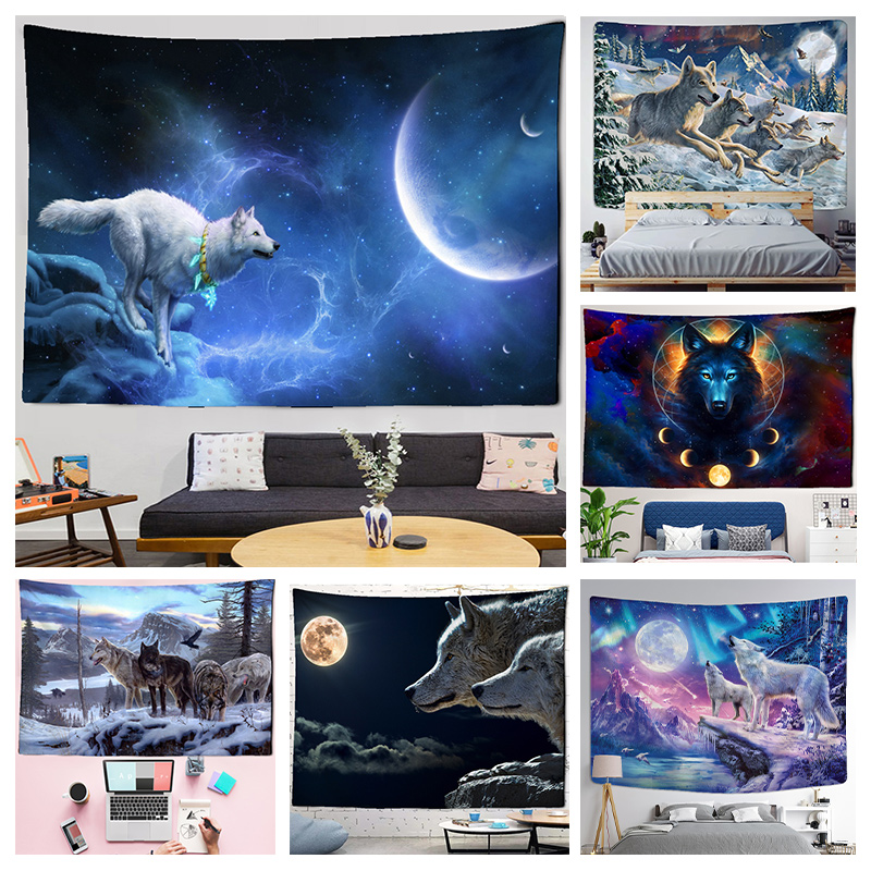 Fantasy wolf tapestry wall han - Home Decor Yoga 评论和价格