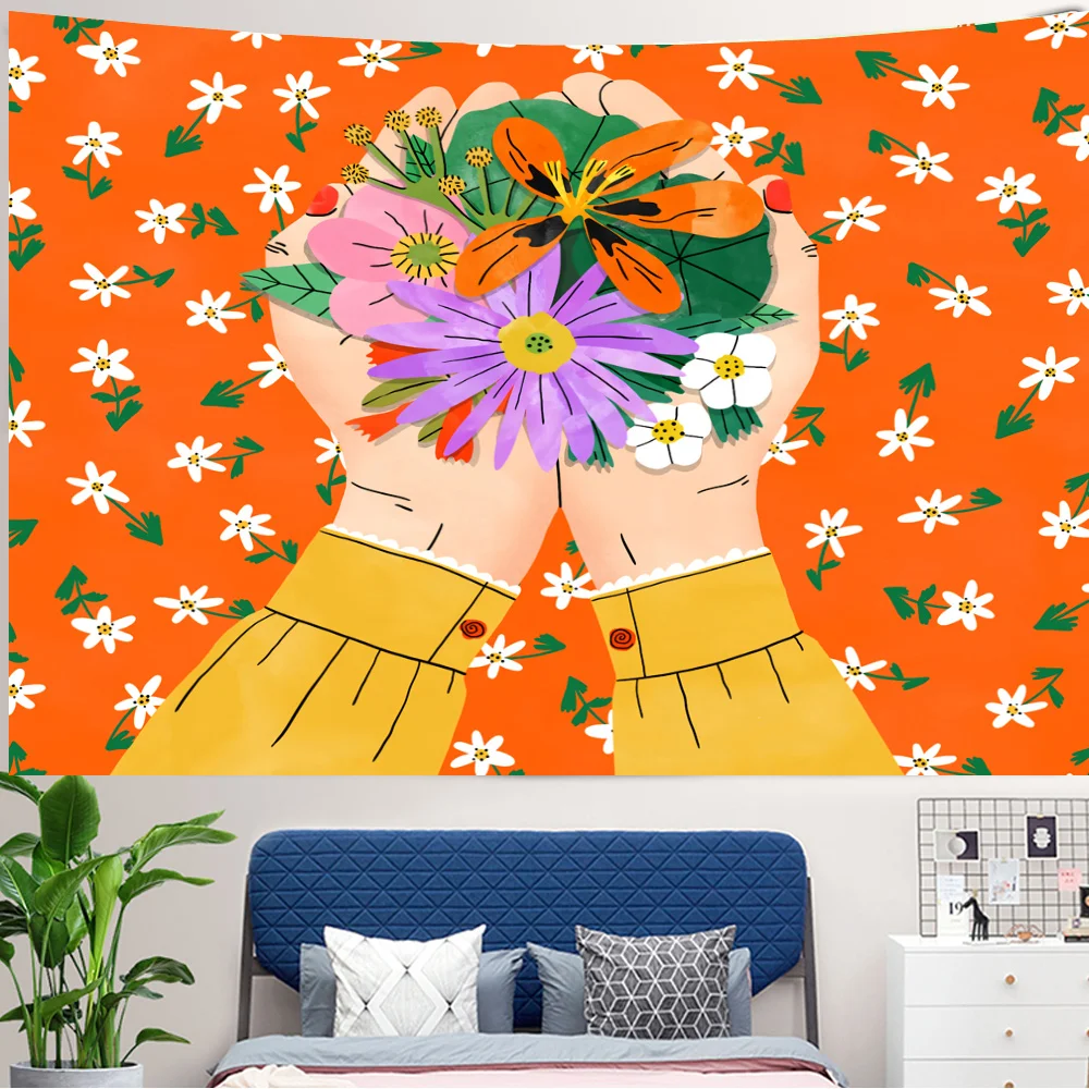 Tropical Green Plant Girl Wall - Home Decor Yoga 评论和价格