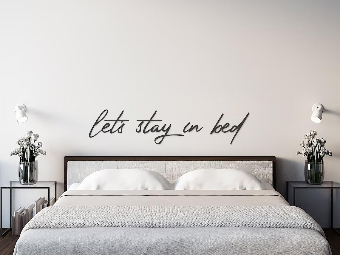 Let's Stay in Bed Quote Wall S - Home Decor Quotes Ideas 评论和价格