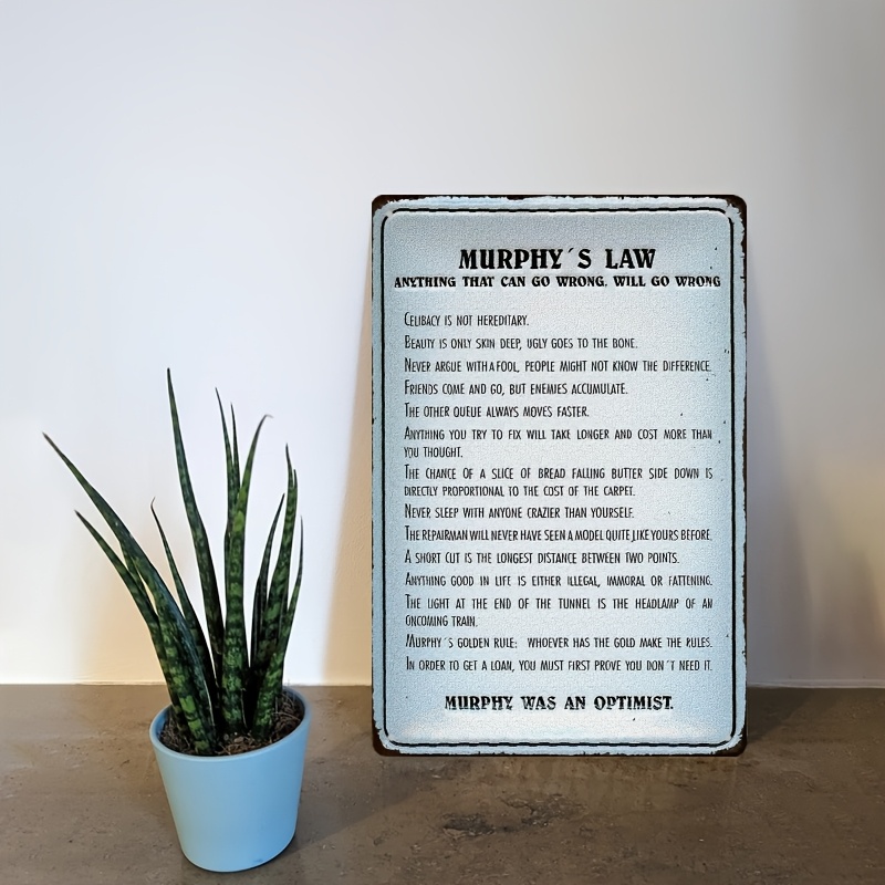 Murphy's Law Metal Sign - Wate - Home Decor Quotes Ideas 评论和价格