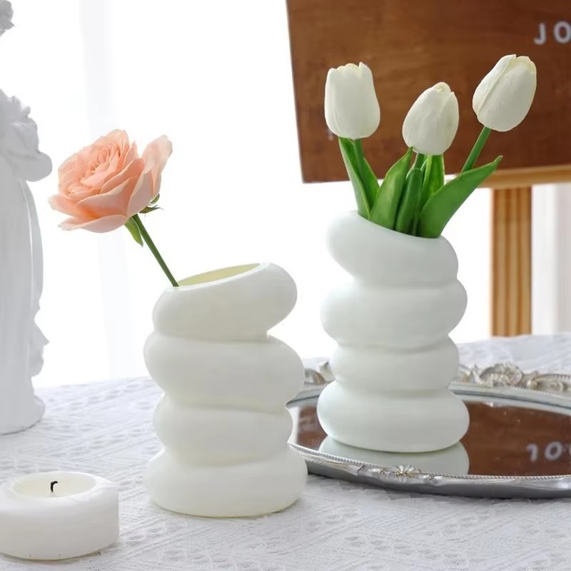 1PC Plastic Spiral White Vase  - Home Decor Aesthetic Pinterest 评论和价格