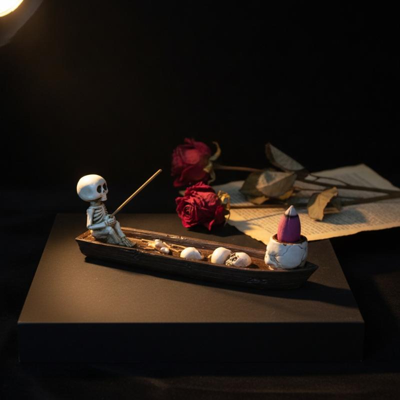 Skull Boat Incense Holder Uniq - Home Decor Yoga 评论和价格