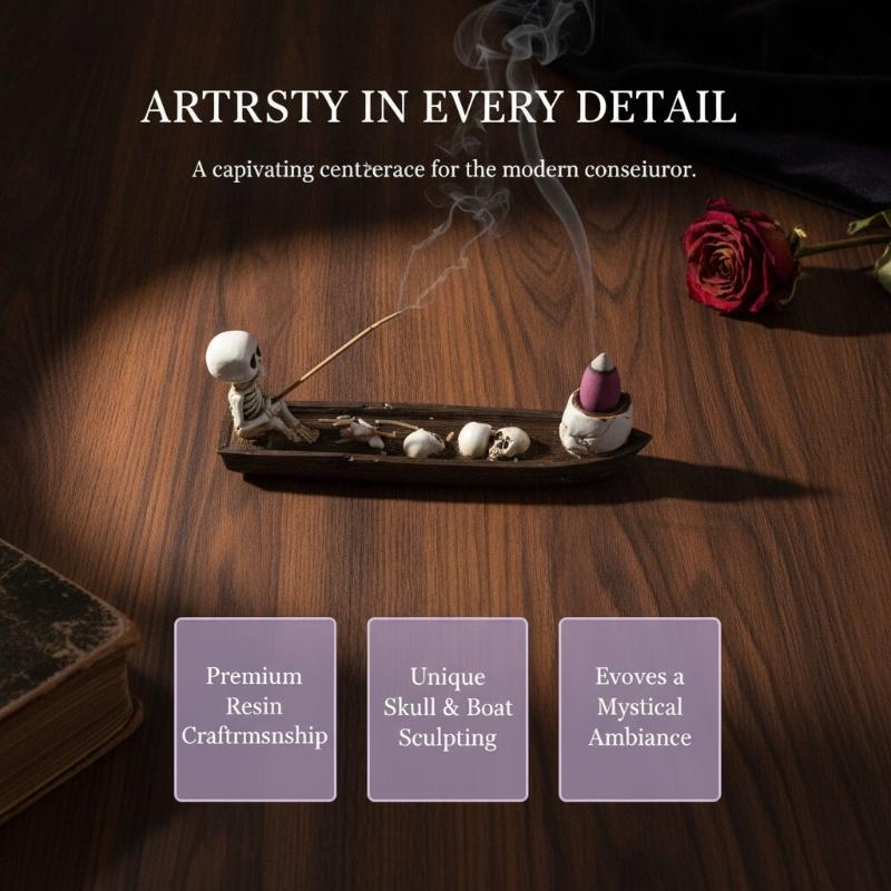 Skull Boat Incense Holder Uniq - Home Decor Yoga 评论和价格