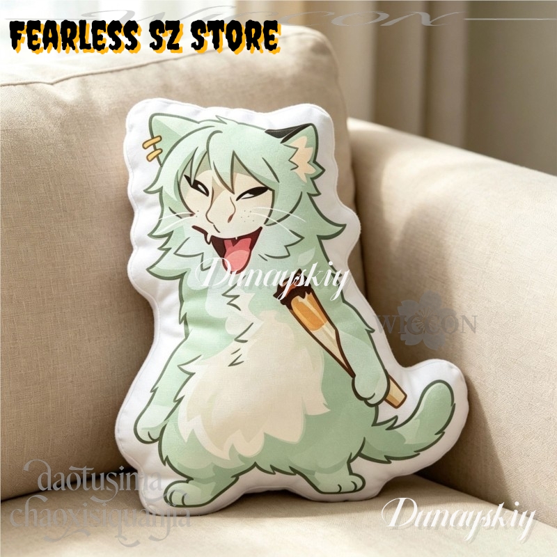 Chainsmoker Cat Q Version Doll - Decorative Throw Pillow 评论和价格